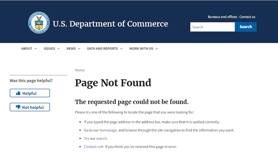 A 404 page on .gov site
