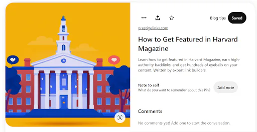 A backlink from Pinterest to our blog post.‍