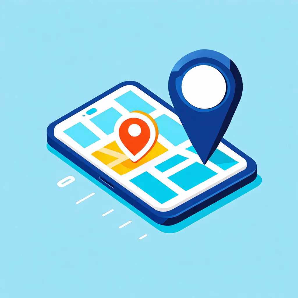 A graphic with a location pin on top of a mobile device