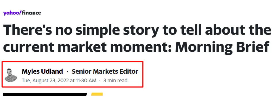A news article published on the Yahoo Finance website, with the author's name highlighted