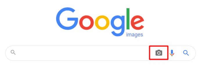 A screenshot of Google Images, with the upload icon highlighted 