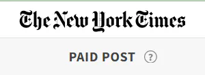 A snasphot from New York Times' article labeled as "Paid post"