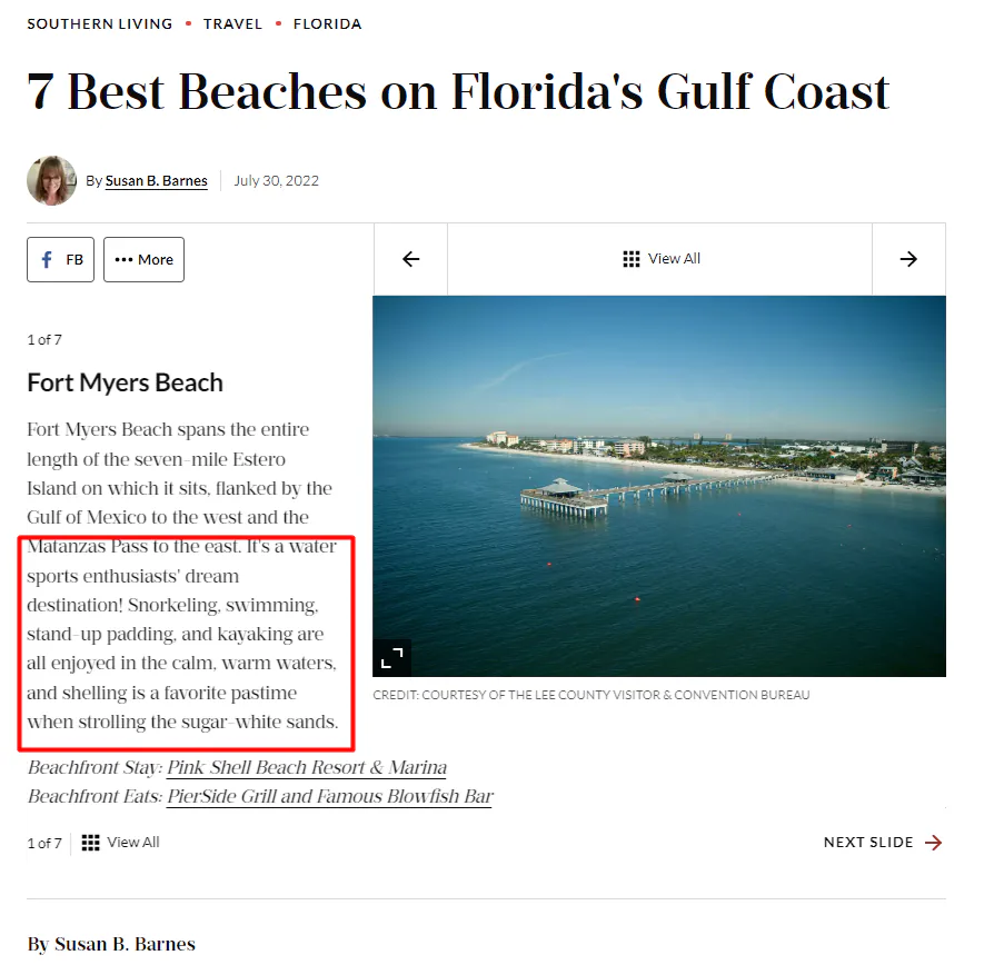 A snapshot of an article in Southern Living