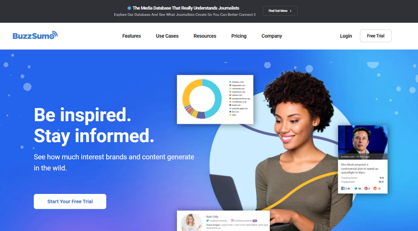 A snapshot of BuzzSumo's home page