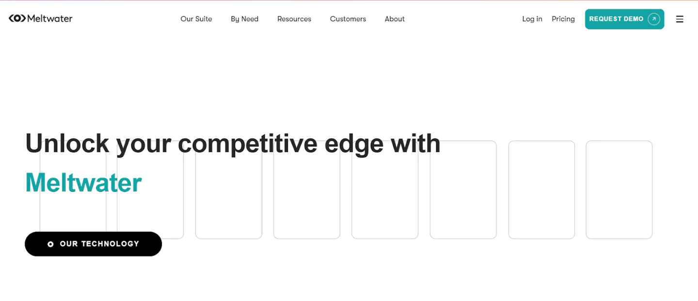 A snapshot of Meltwater's home page