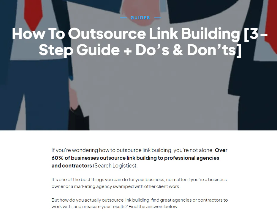 A snapshot of our guide on outsourcing link building