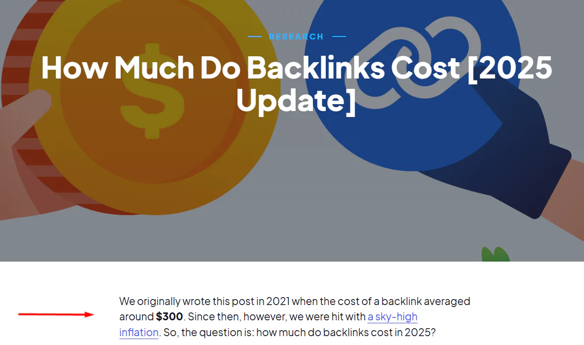A snapshot of our post How Much Do Backlinks Cost updated for 2025