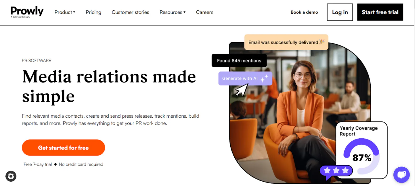 A snapshot of Prowly's home page