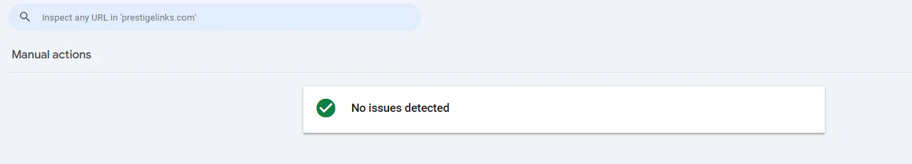 A snapshot of the manual actions tab in GSC.