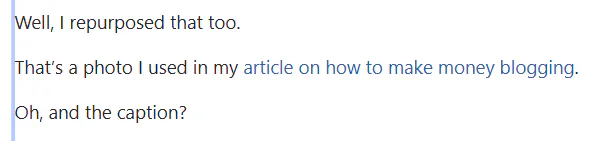 An example of a link embedded to a Quora post