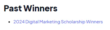 An example of past scholarship winners featured on a scholarship page