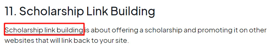 An excerpt from a blog post with the anchor text of an internal link highlighted