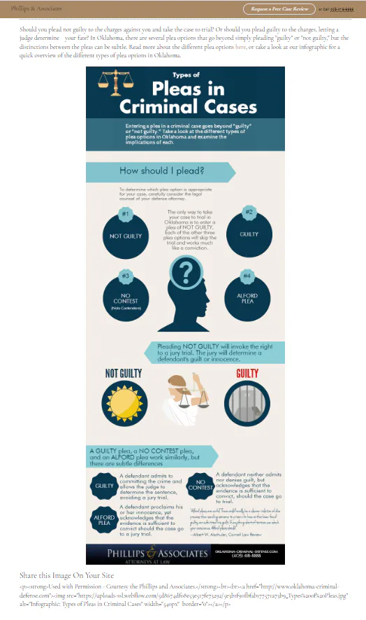 An infographic on Pleas in Criminal Cases in a blog post