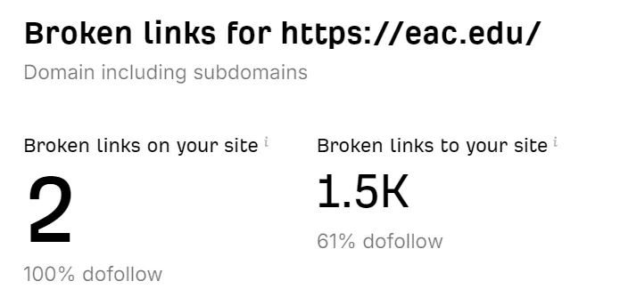 Broken links found via Ahrefs on an edu site