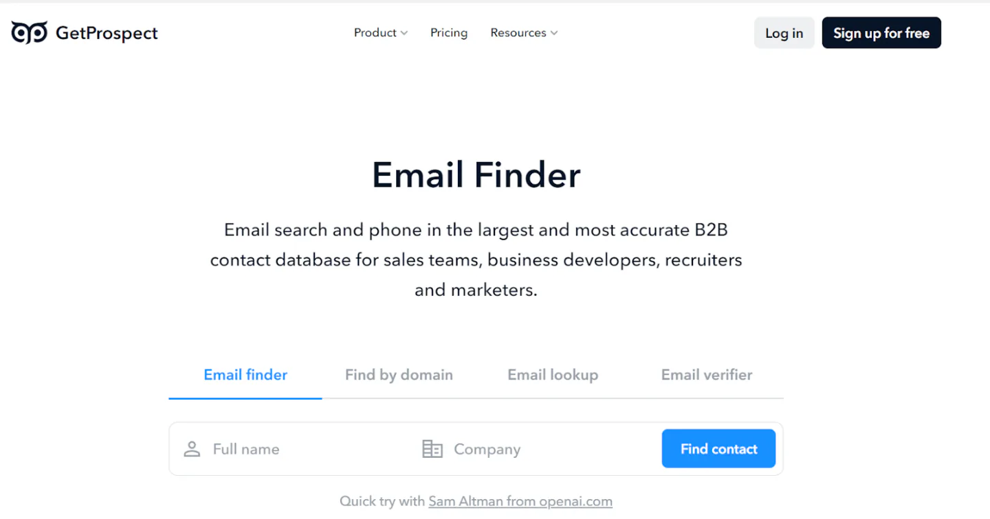 GetProspect home page