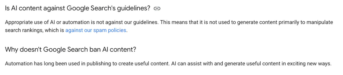 Google guidelines and official stance on AI content and automation