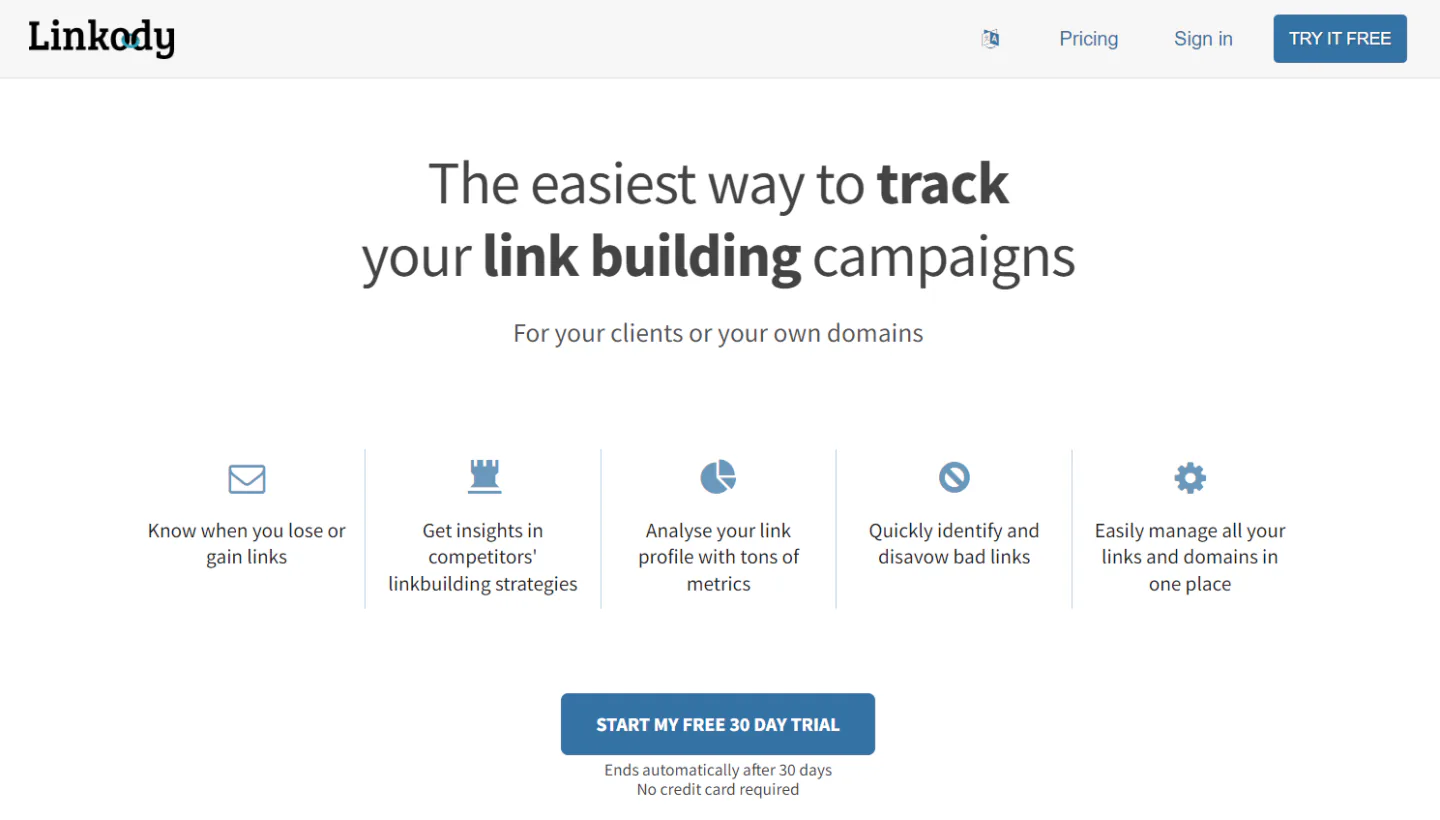 Linkody home page