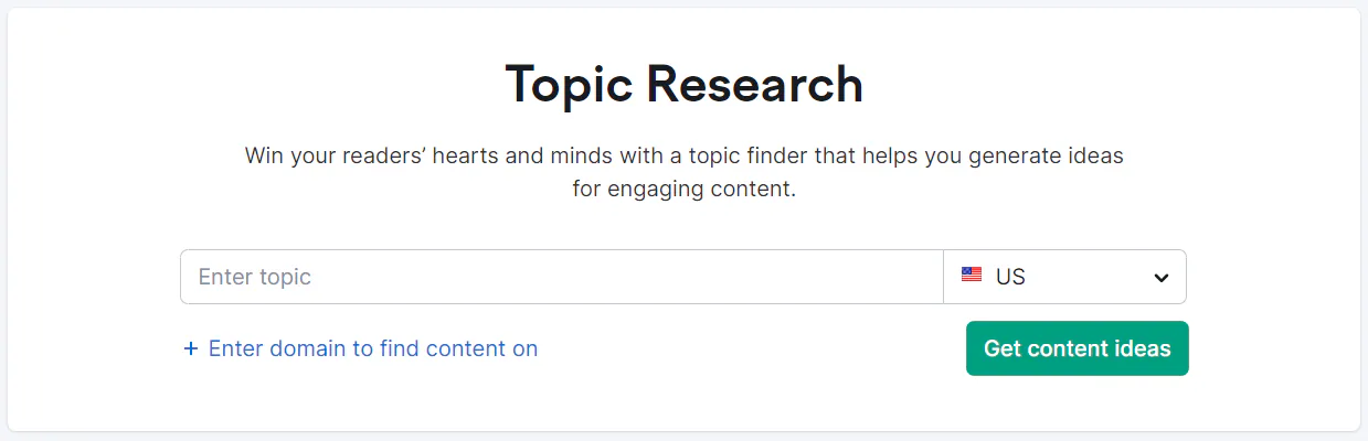 Semrush Topic Research tool